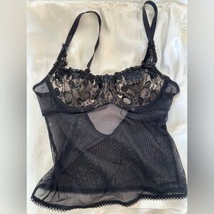 Sheer Black Lace Camisole Bralette